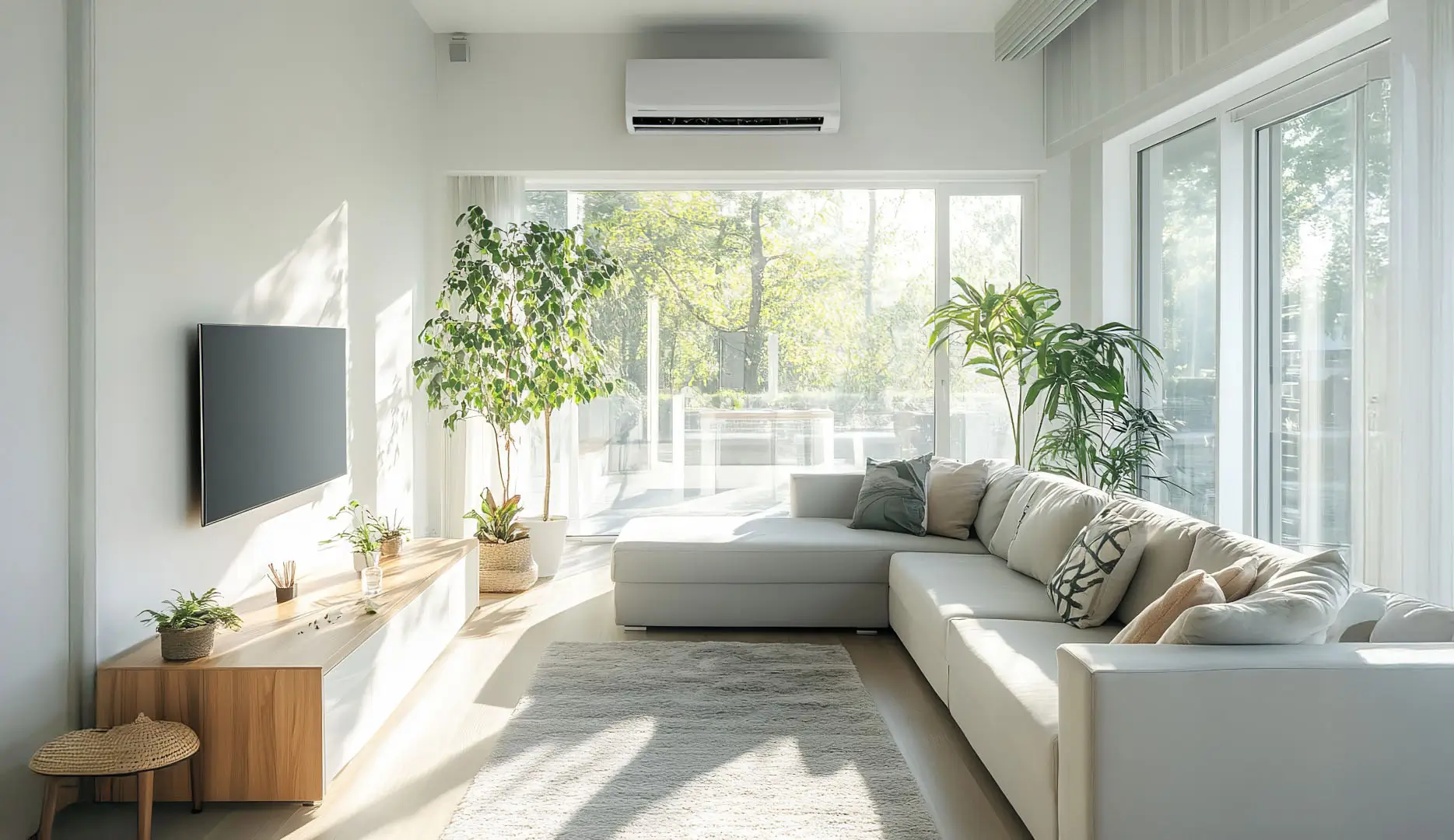 Efficient Air Conditioning in a Minimalist Styled Living Room.