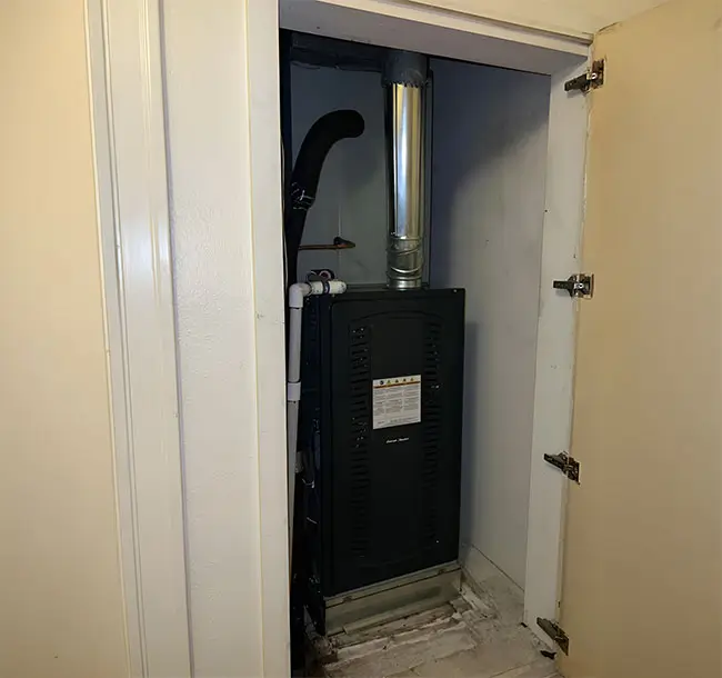 Heater in a closet.